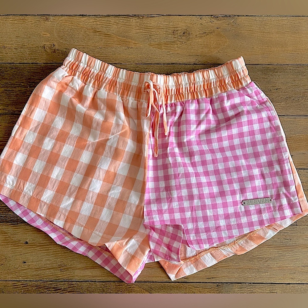 ELEVEN by Venus Williams Pink and Orange Checkered Boxer Shorts w/pockets XS - Picture 4 of 9